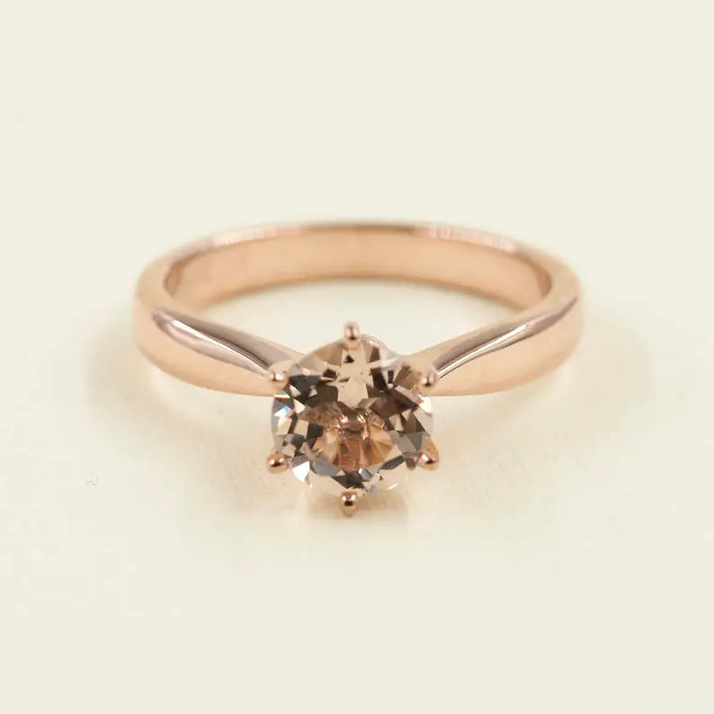 14K MORGANITE SOLITAIRE RING