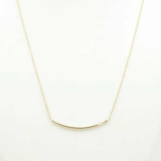 14K 3 DIAMOND CURVED BAR NECKLACE