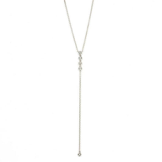 14K 5 DIAMOND BEZEL LARIAT NECKLACE