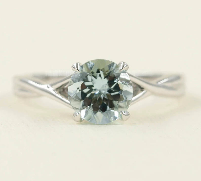 14K AQUAMARINE TWIST SOLITAIRE RING