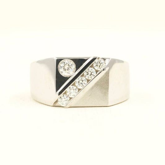 14K 6 DIAMOND SIGNET BAND