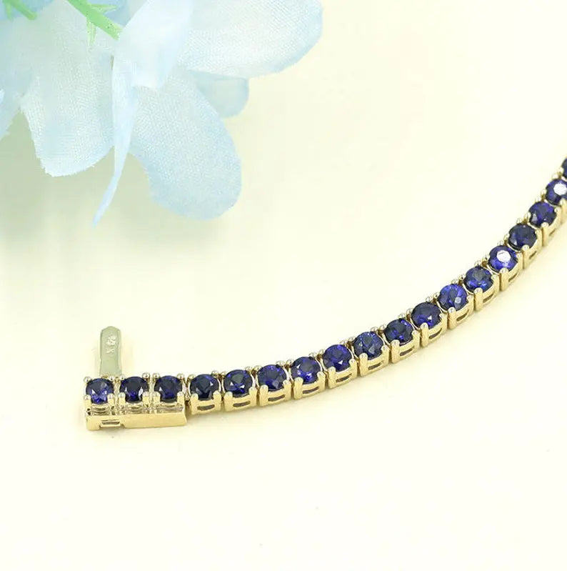 14K SAPPHIRE FULL ETERNITY TENNIS BRACELET