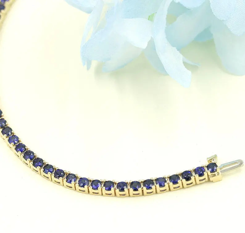 14K SAPPHIRE FULL ETERNITY TENNIS BRACELET