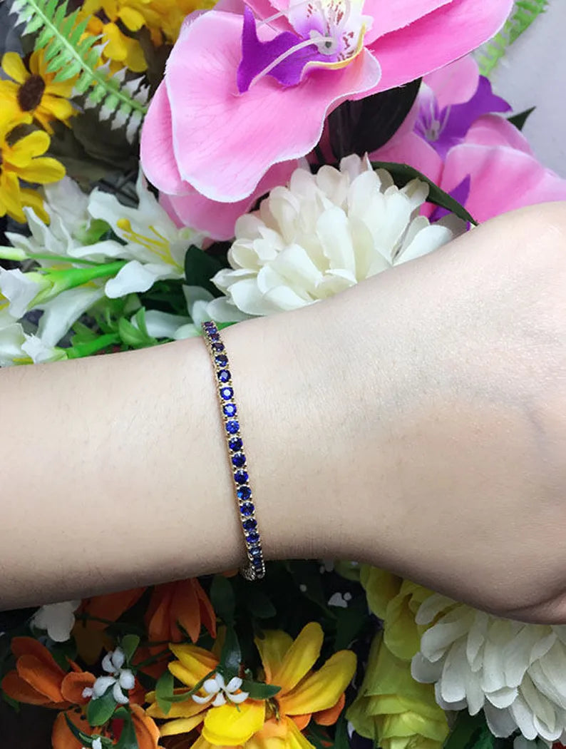 14K SAPPHIRE FULL ETERNITY TENNIS BRACELET