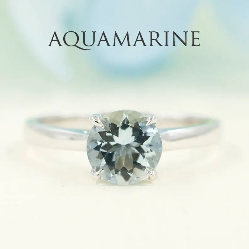 14K AQUAMARINE SOLITAIRE RING