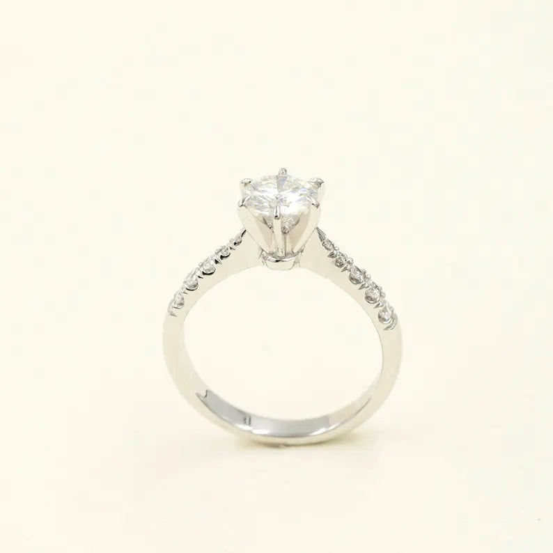 14K 1CT MOISSANITE DIAMOND SOLITAIRE RING