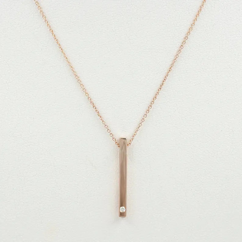 14K 1 DIAMOND BAR NECKLACE