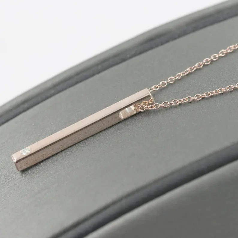 14K 1 DIAMOND BAR NECKLACE