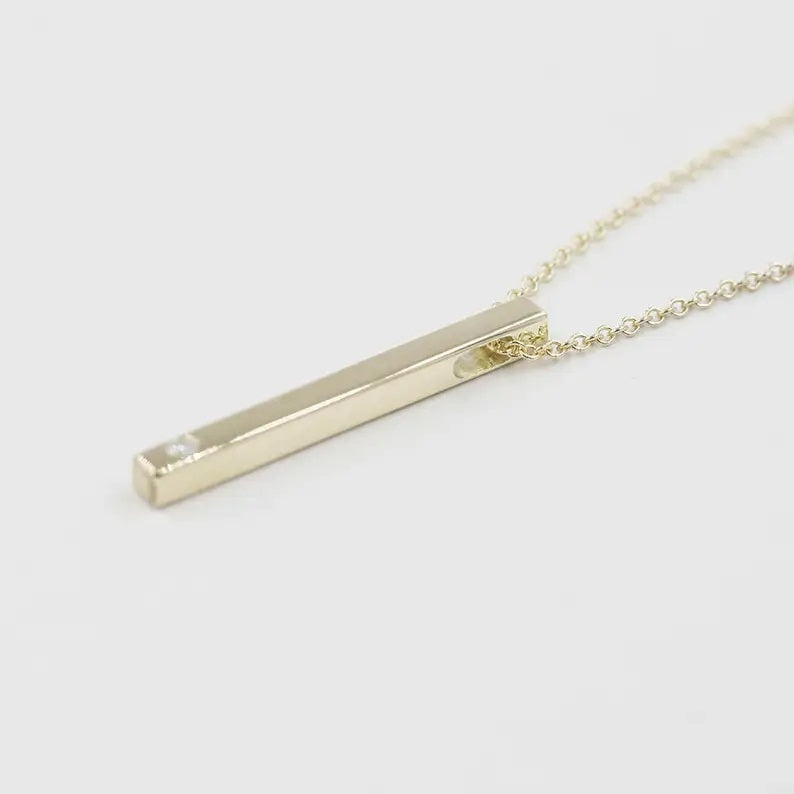 14K 1 DIAMOND BAR NECKLACE