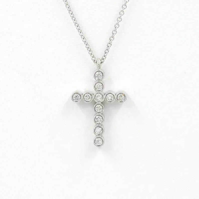 14K 0.33CT DIAMOND CROSS NECKLACE