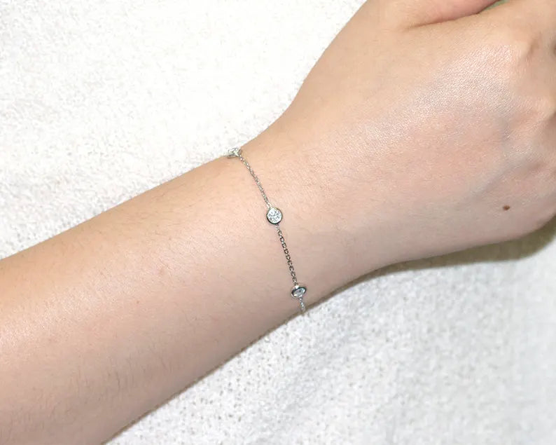 14K 5 DIAMOND BEZEL BY THE YARD BRACELET