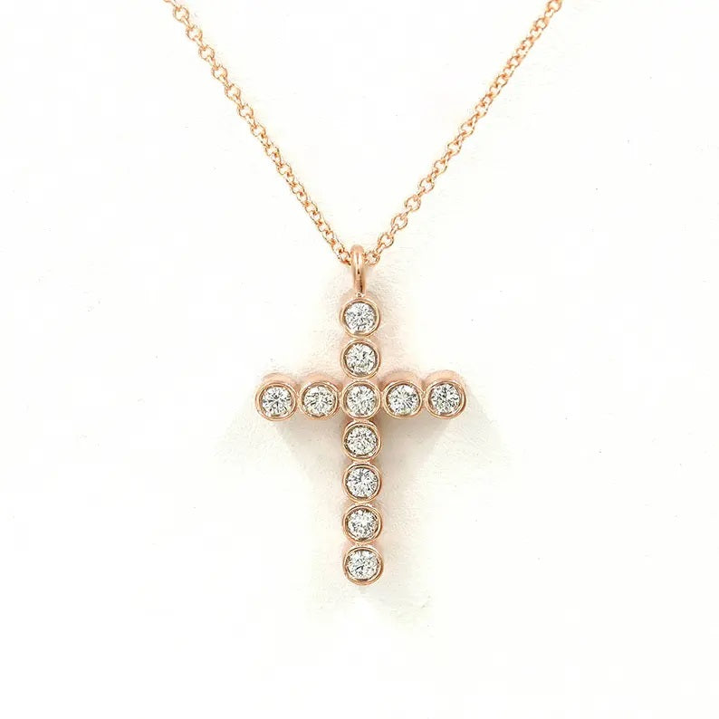 14K 0.33CT DIAMOND CROSS NECKLACE