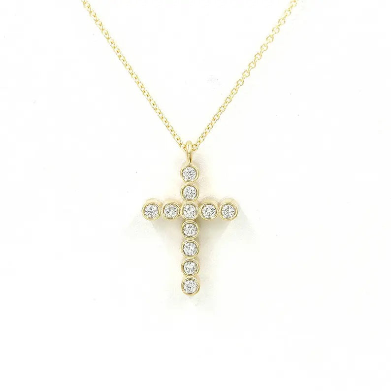 14K 0.33CT DIAMOND CROSS NECKLACE