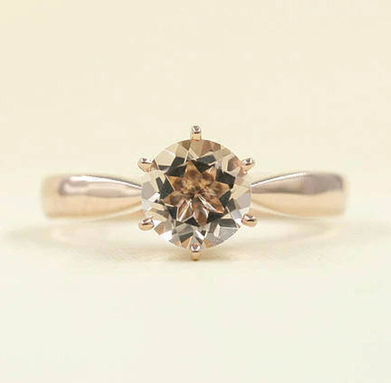 14K MORGANITE SOLITAIRE RING