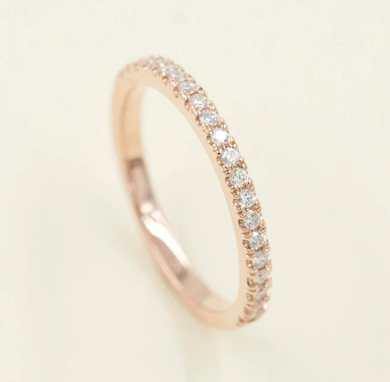 14K 0.25CT DIAMOND HALF ETERNITY 2MM BAND