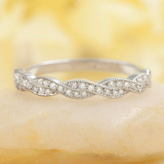 14K 0.21CT DIAMOND TWIST BAND