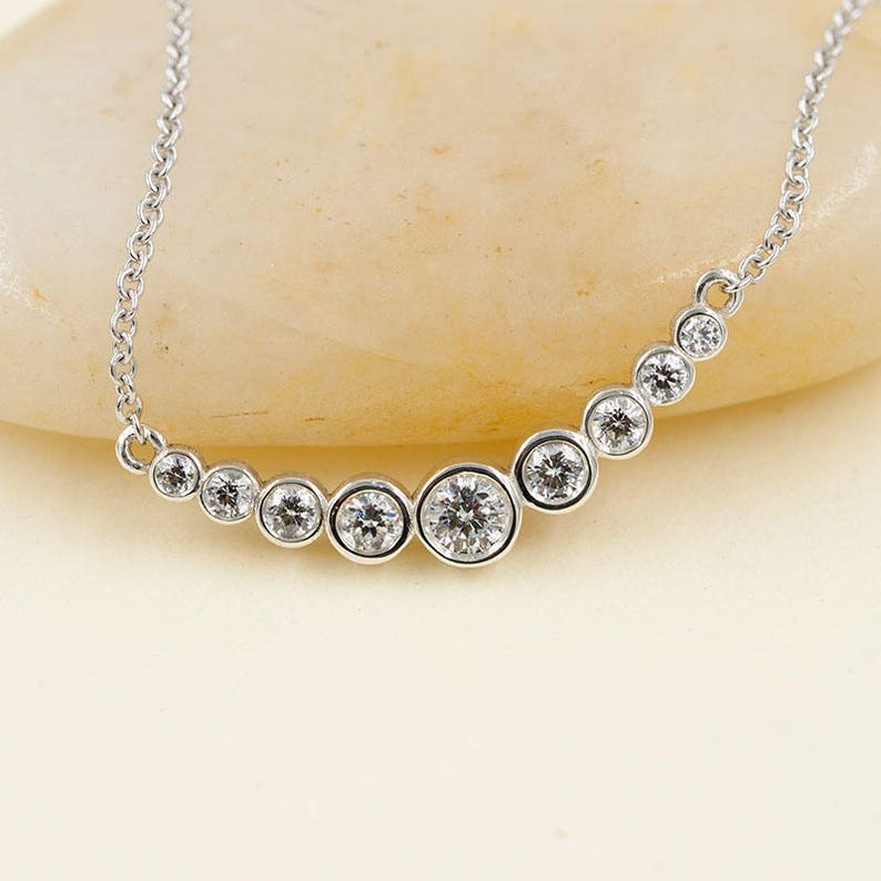 14K 0.35CT DIAMOND BEZEL CURVED BAR NECKLACE