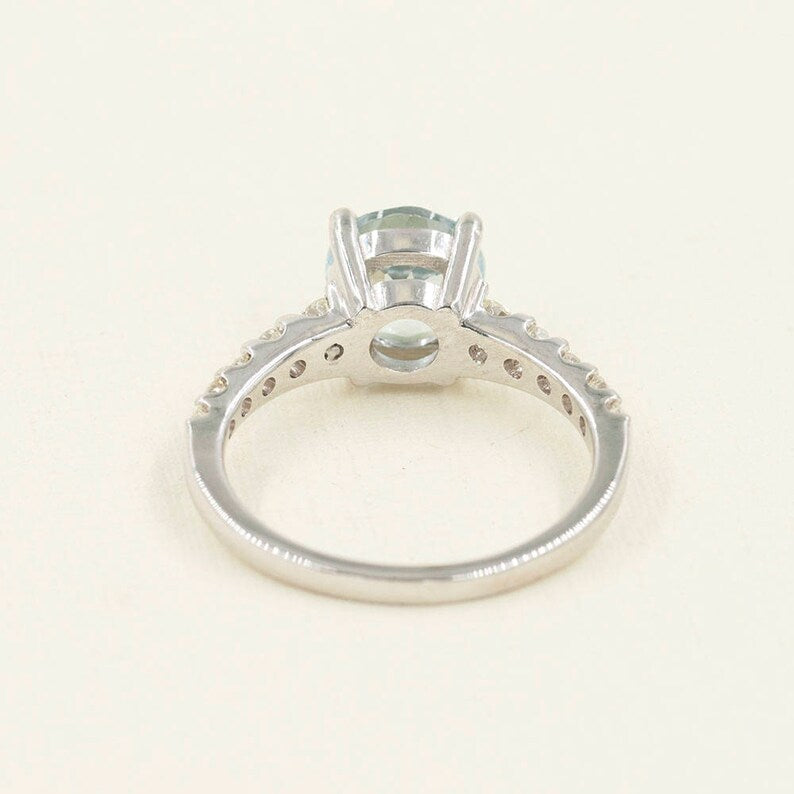 14K AQUAMARINE DIAMOND RING