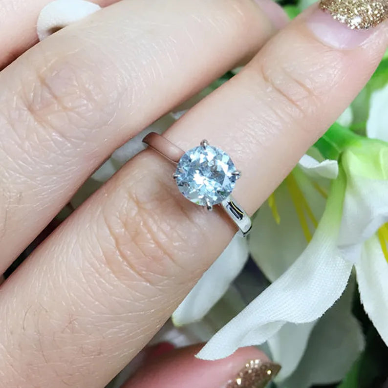 14K AQUAMARINE SOLITAIRE RING
