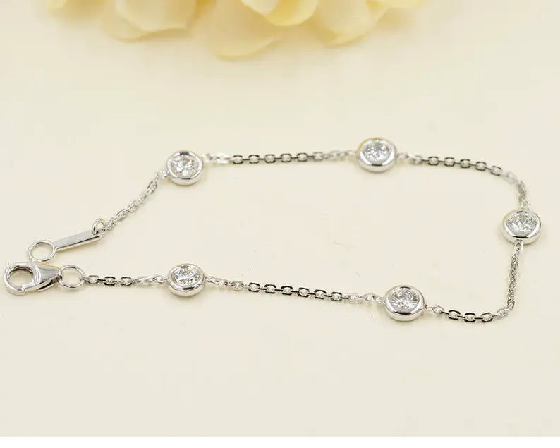 14K 5 DIAMOND BEZEL BY THE YARD BRACELET