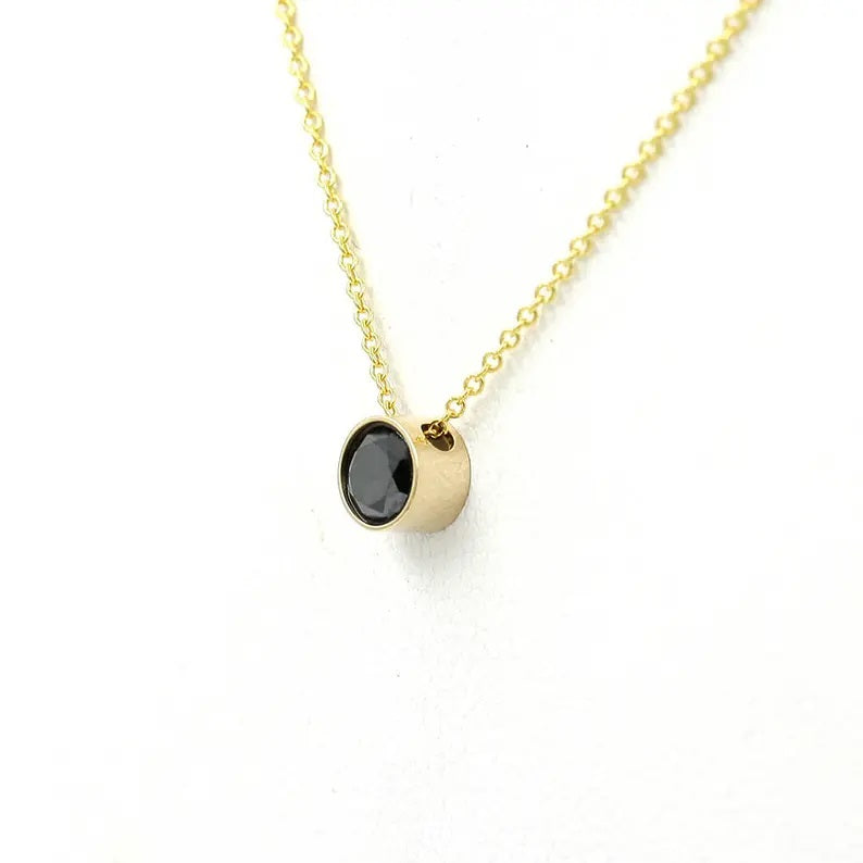 14K 0.50CT BLACK DIAMOND BEZEL NECKLACE