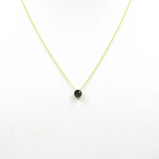 14K 0.50CT BLACK DIAMOND BEZEL NECKLACE