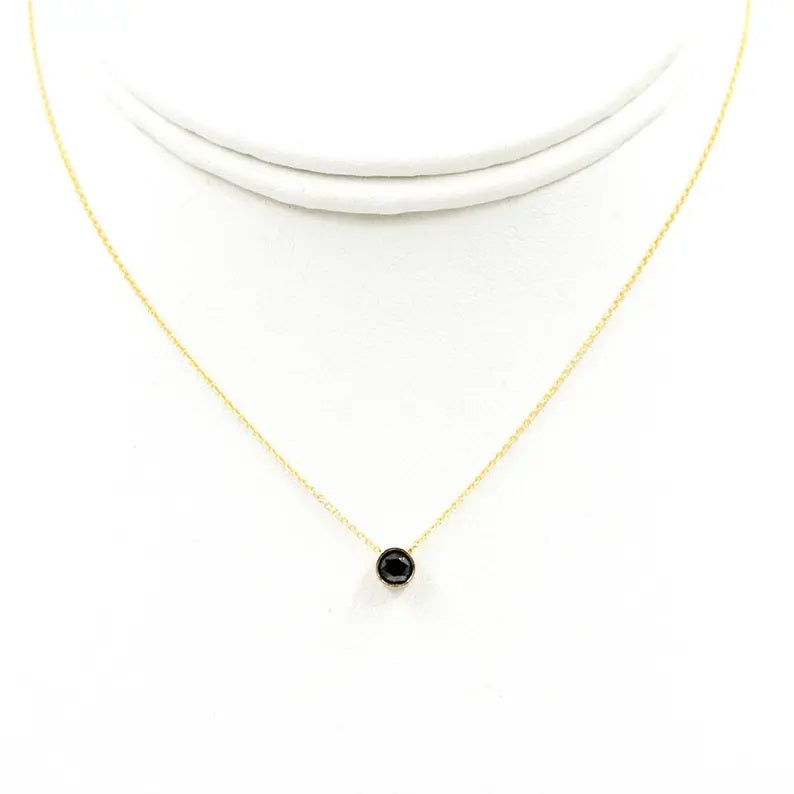 14K 0.30CT BLACK DIAMOND BEZEL NECKLACE