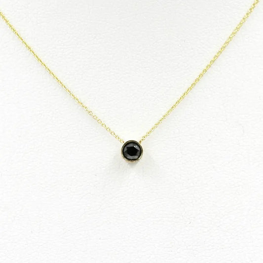 14K 0.30CT BLACK DIAMOND BEZEL NECKLACE