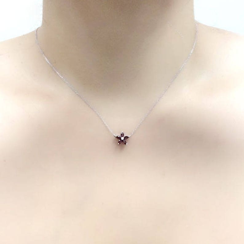 14K RUBY DIAMOND FLOWER NECKLACE