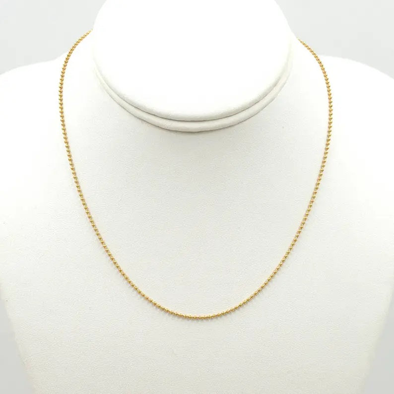 14K 1.5MM BEADED CHAIN NECKLACE