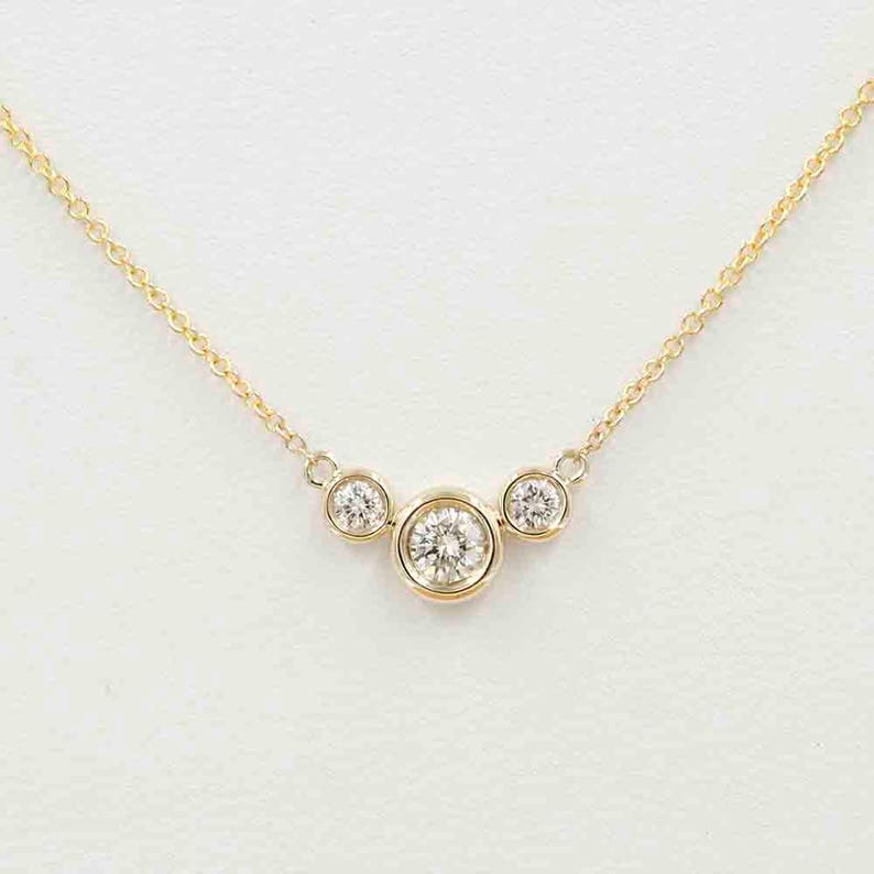 14K 3 DIAMOND BEZEL NECKLACE