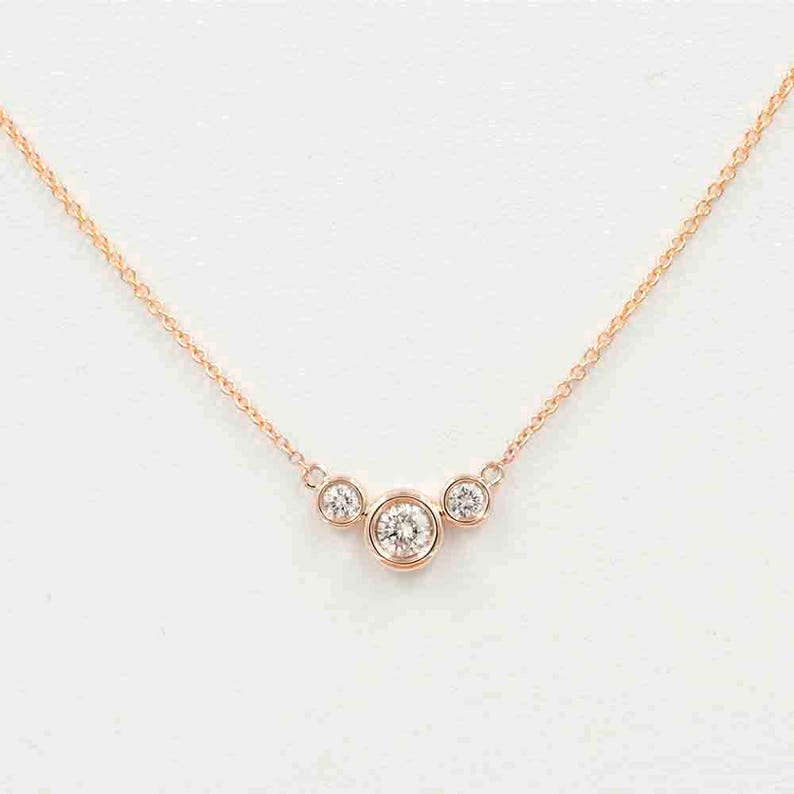 14K 3 DIAMOND BEZEL NECKLACE