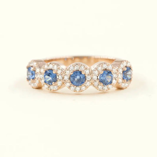 14K SAPPHIRE 0.27CT DIAMOND HALO BAND