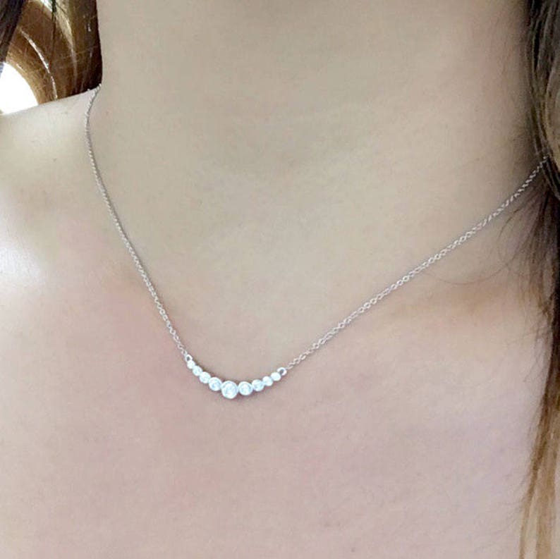 14K 0.35CT DIAMOND BEZEL CURVED BAR NECKLACE