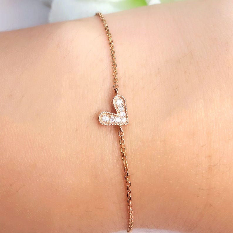 14K DIAMOND HEART BRACELET