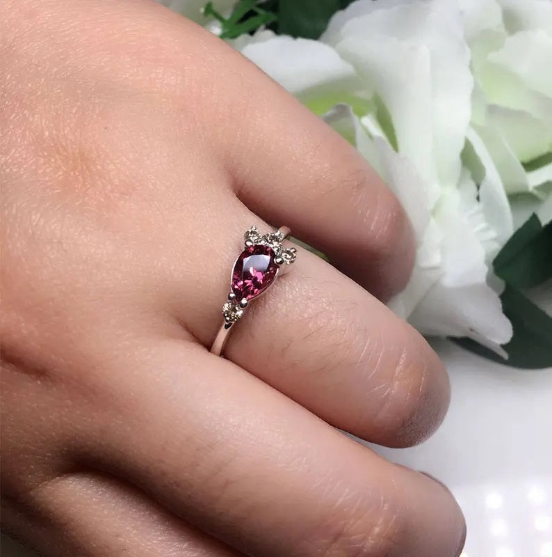 14K PINK TOURMALINE DIAMOND RING