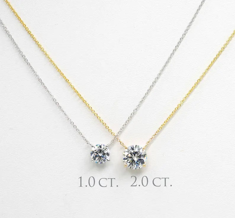 14K 2CT SWAROVSKI CZ SOLITAIRE NECKLACE