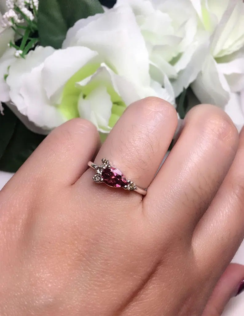 14K PINK TOURMALINE DIAMOND RING