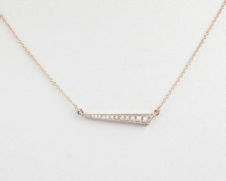 14K 0.12CT DIAMOND BAR NECKLACE