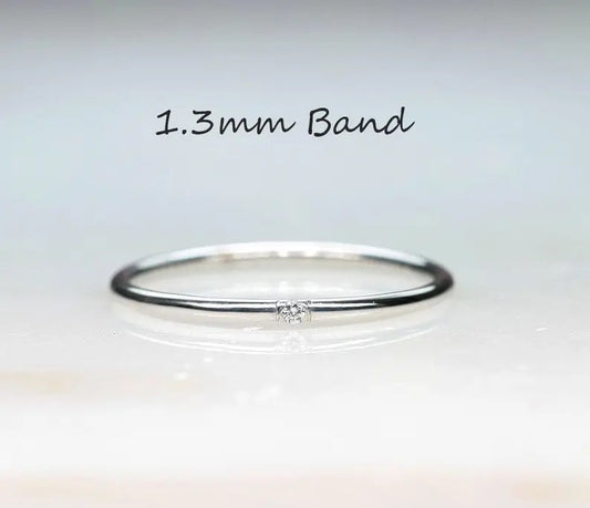 14K 1 DIAMOND 1.3MM BAND