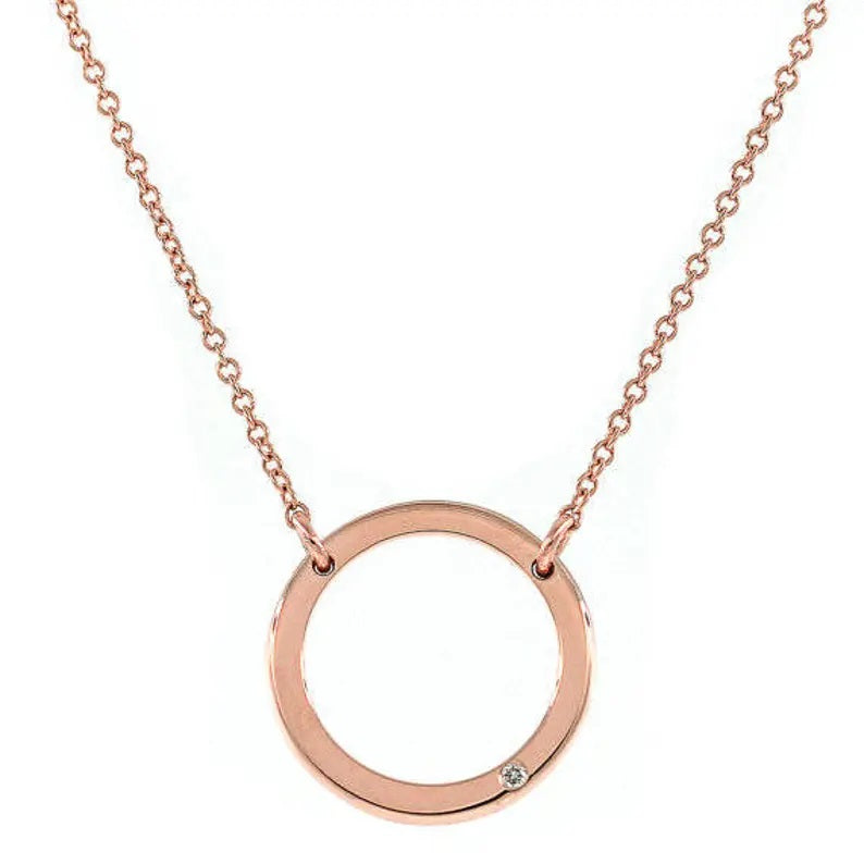 14K 1 DIAMOND CIRCLE NECKLACE