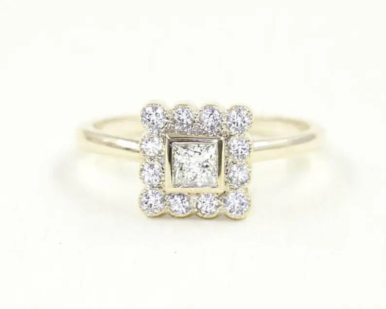 14K DIAMOND SQUARE RING