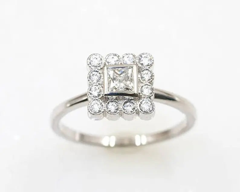 14K DIAMOND SQUARE RING