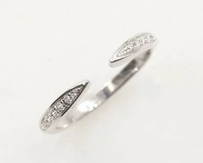 14K 0.10CT DIAMOND POINTED OPEN BAND