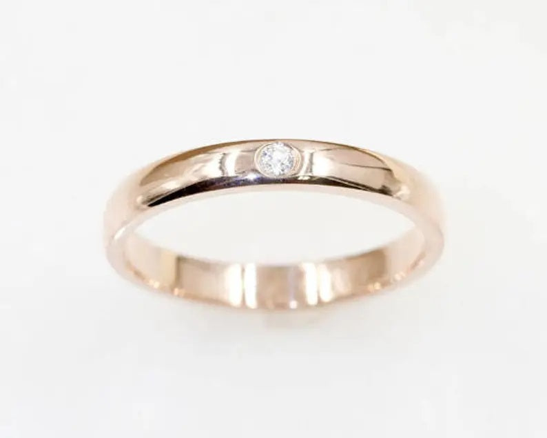 14K 1 DIAMOND ROUND 3MM BAND