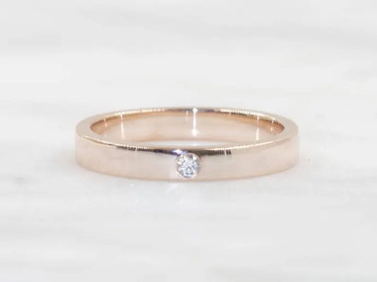 14K 1 DIAMOND SQUARED EDGE 3MM BAND