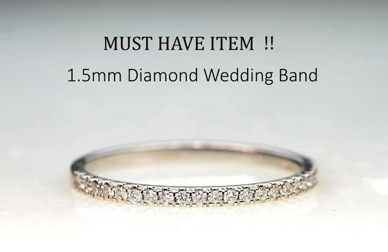 14K 0.18CT DIAMOND HALF ETERNITY 1.5MM BAND