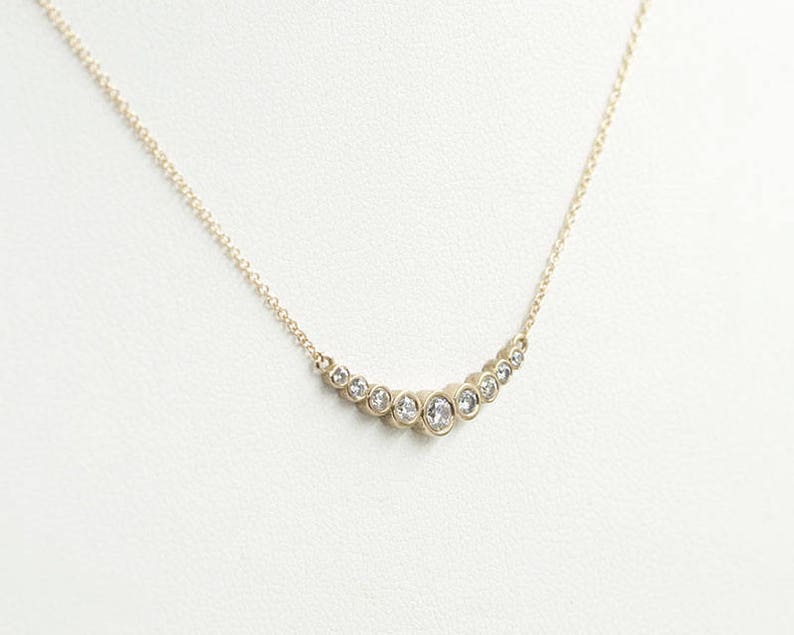 14K 0.35CT DIAMOND BEZEL CURVED BAR NECKLACE