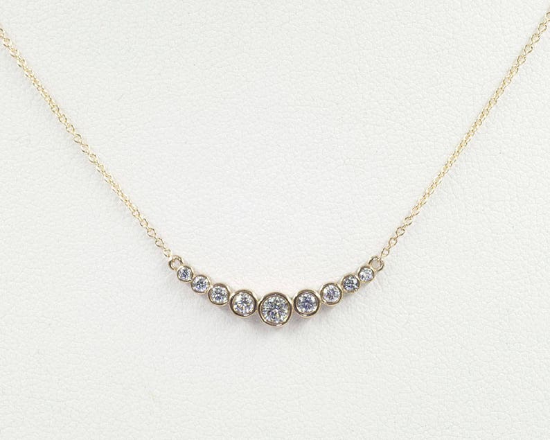 14K 0.35CT DIAMOND BEZEL CURVED BAR NECKLACE