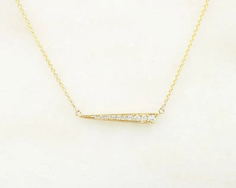 14K 0.12CT DIAMOND BAR NECKLACE